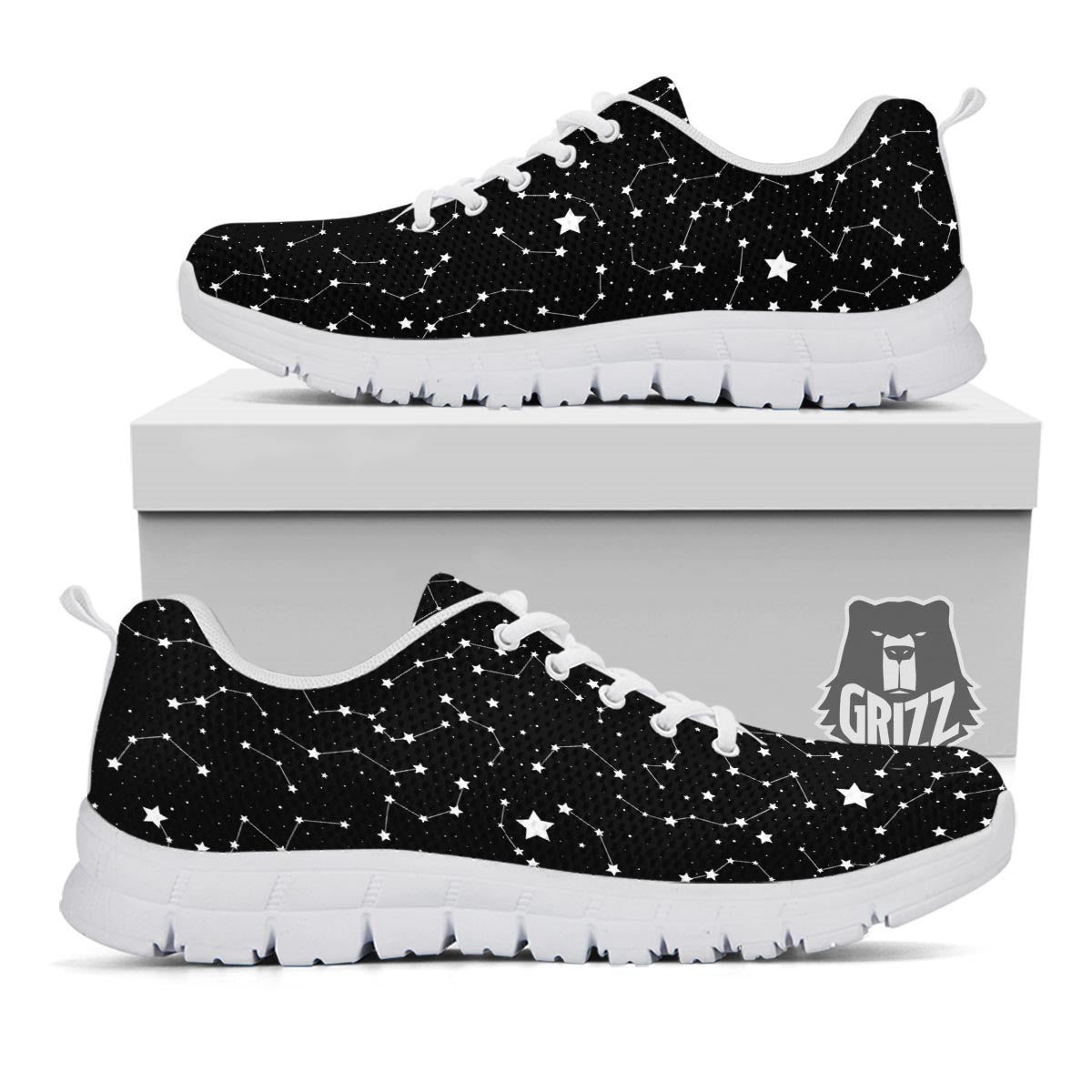 Constellations Star Print Pattern White Sneaker-grizzshop