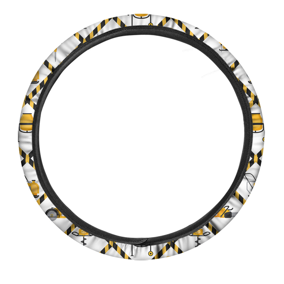 Construction Equipment Yellow Print Pattern Car Steering Wheel Cover-grizzshop