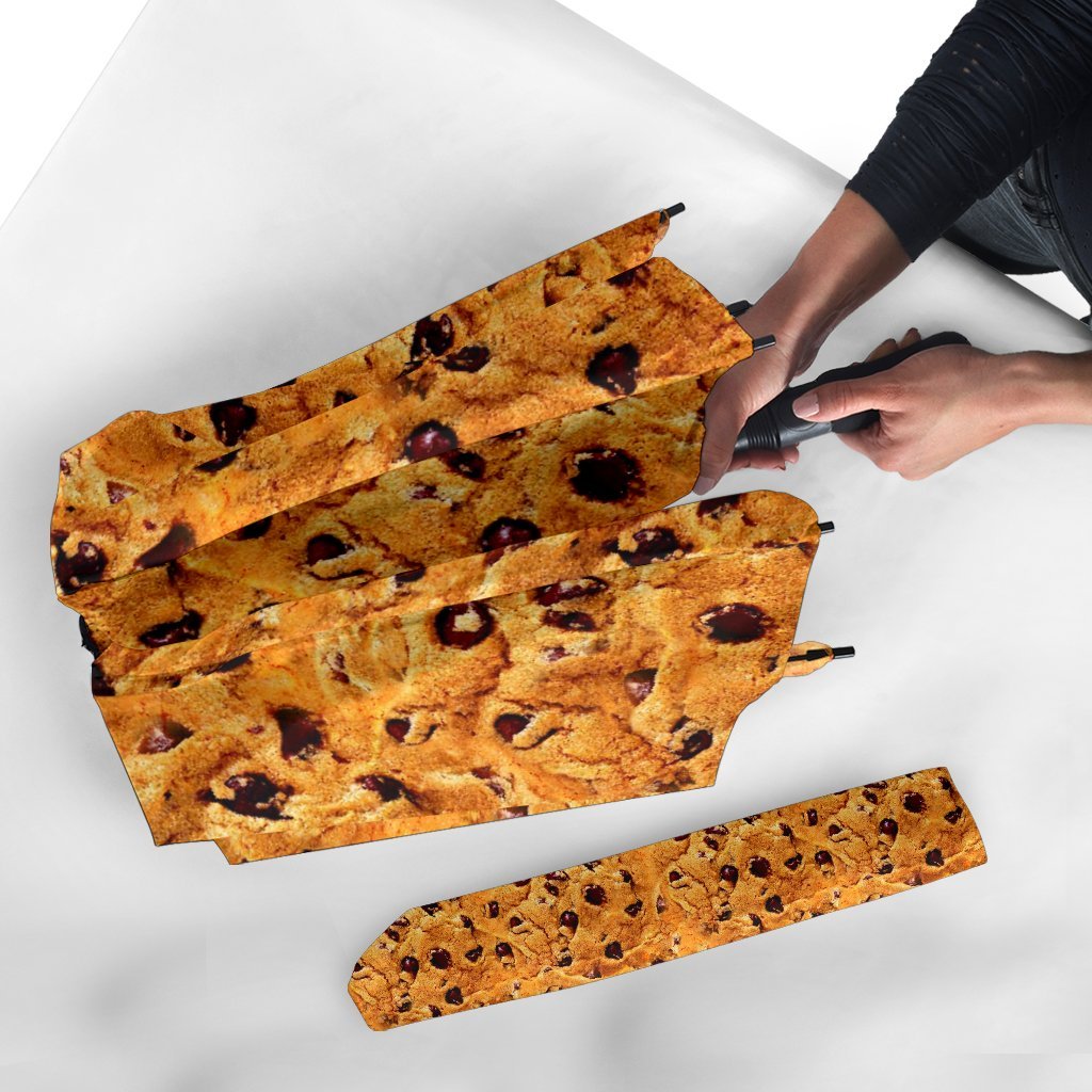 Cookie Biscuit Pattern Print Automatic Foldable Umbrella-grizzshop