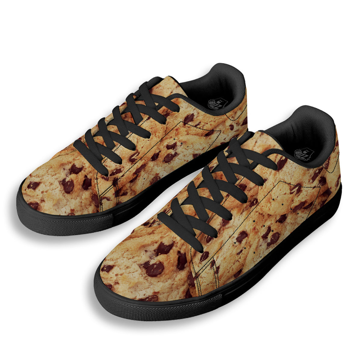 Cookie Chocolate Chip Print Black Low Top Sneakers-grizzshop