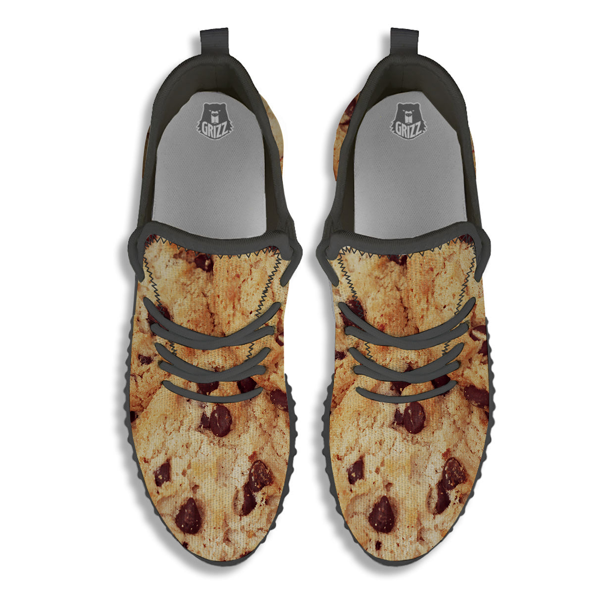 Cookie Chocolate Chip Print Black Walking Shoes-grizzshop