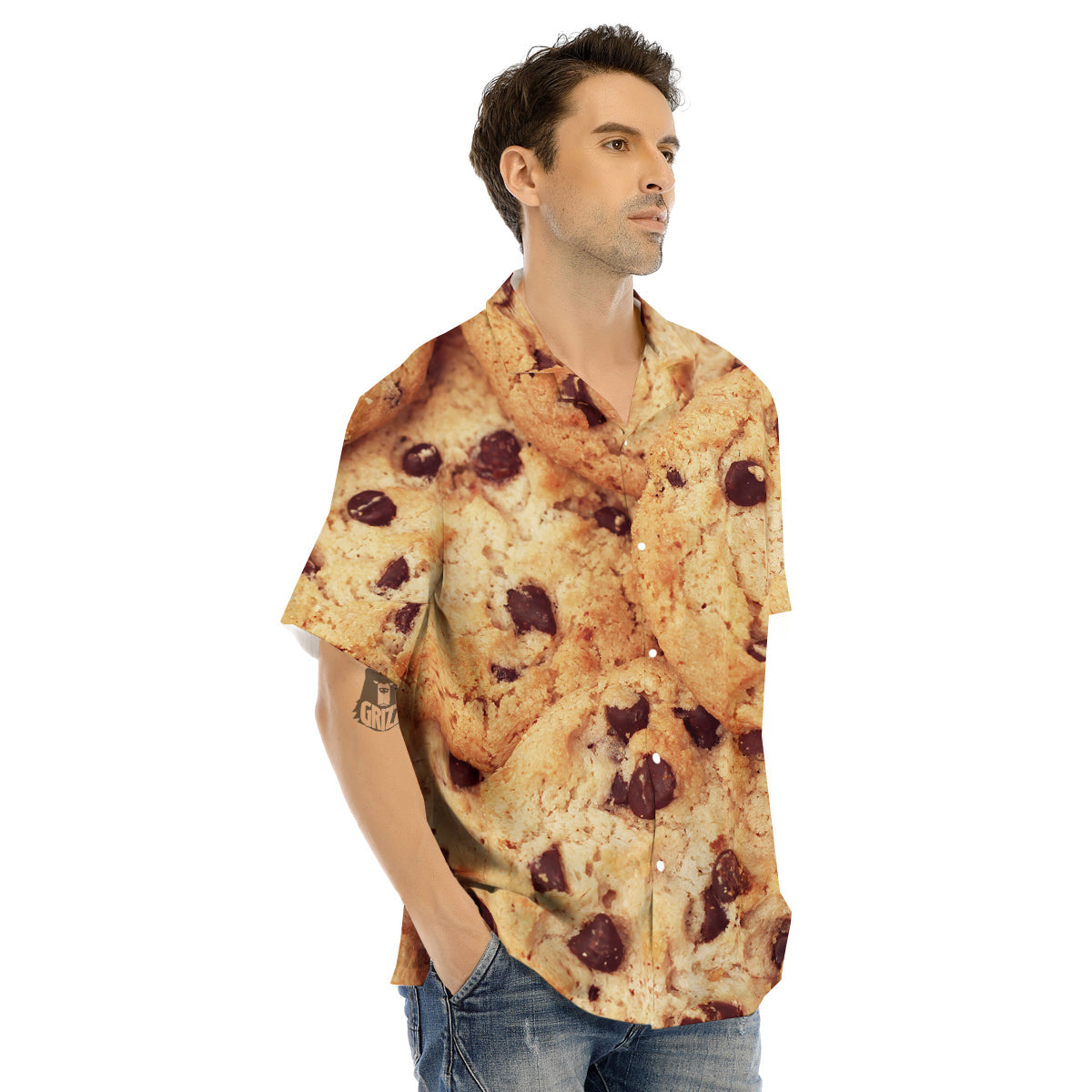Cookie Chocolate Chip Print Men's Hawaiian Shirt-grizzshop