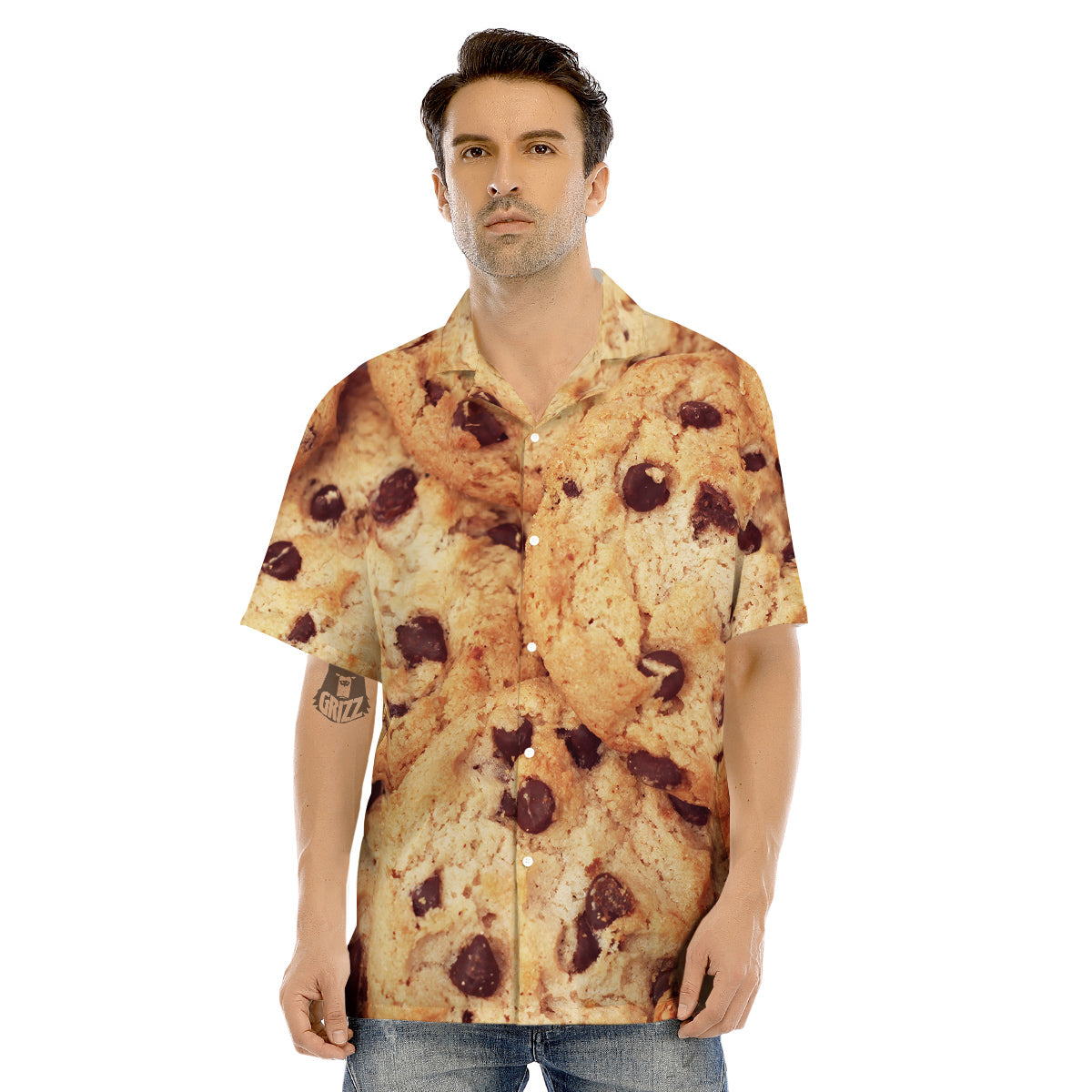 Cookie Chocolate Chip Print Men's Hawaiian Shirt-grizzshop