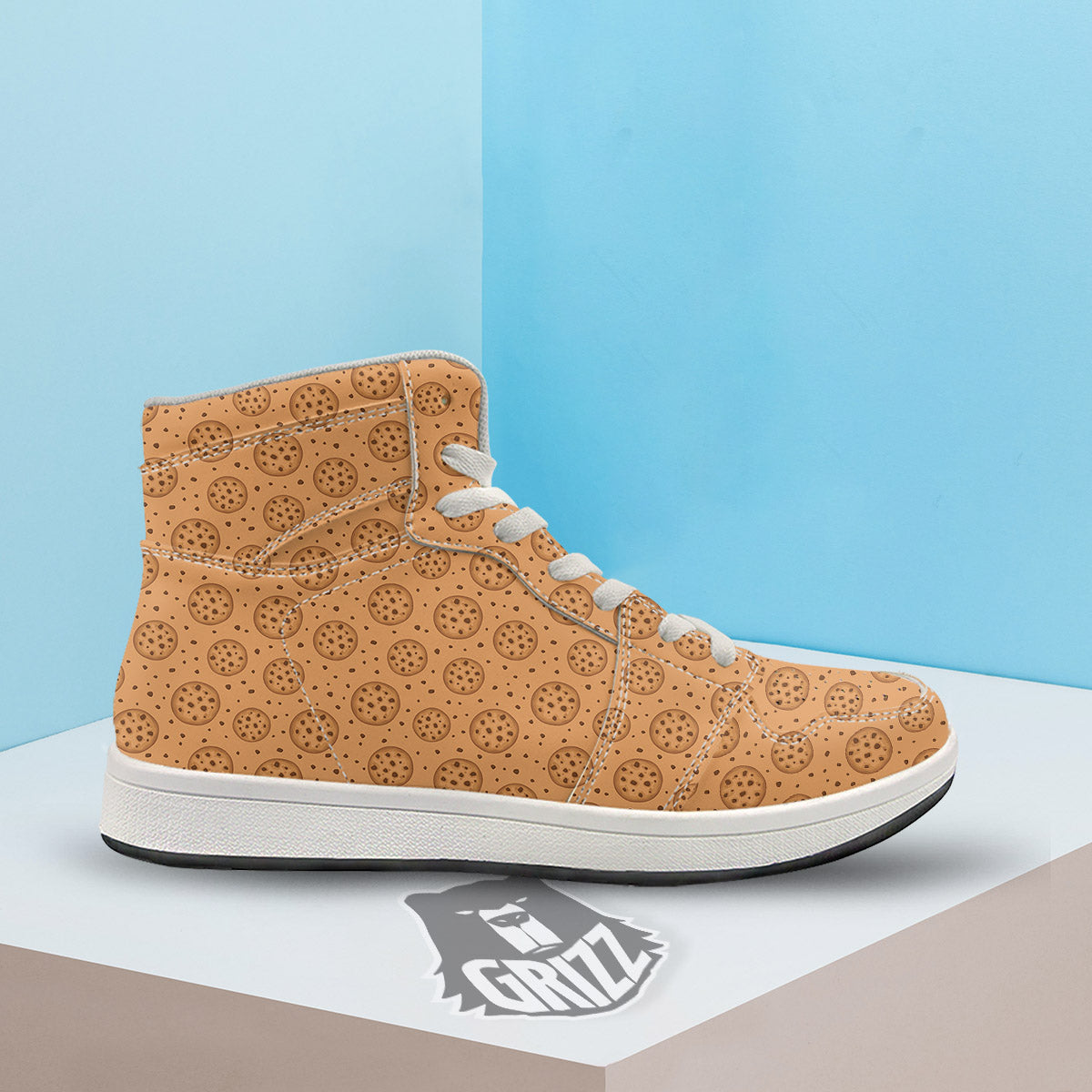 Cookie Chocolate Chip Print Pattern High Top Sneakers-grizzshop