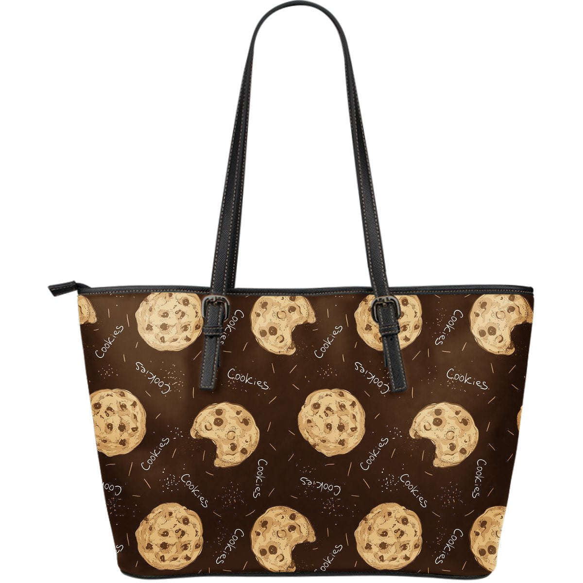 Cookie Pattern Print Leather Tote Bag-grizzshop
