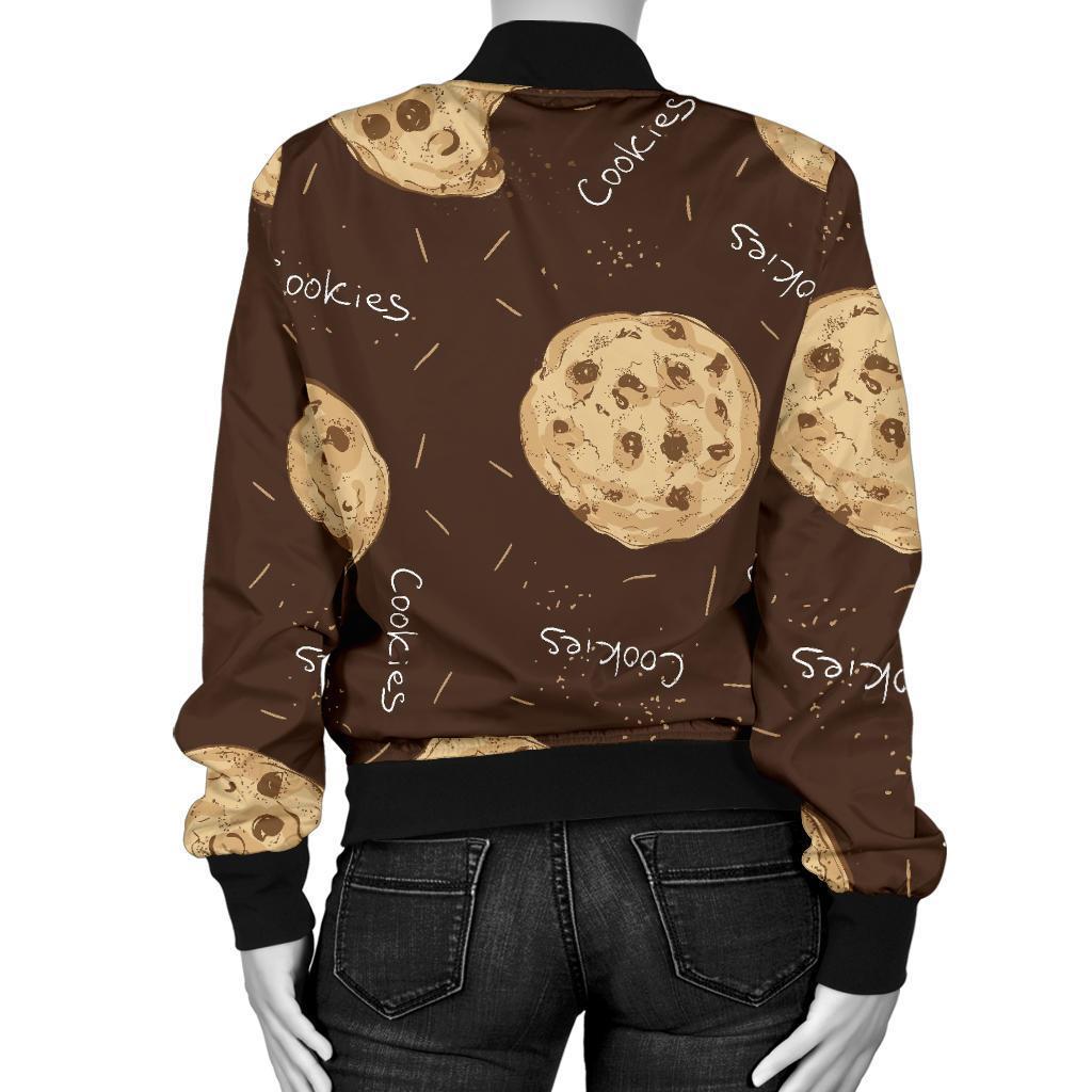 Cookie Pattern Print Women Casual Bomber Jacket-grizzshop