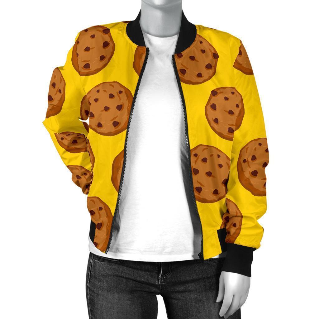 Cookie Print Pattern Women Casual Bomber Jacket-grizzshop