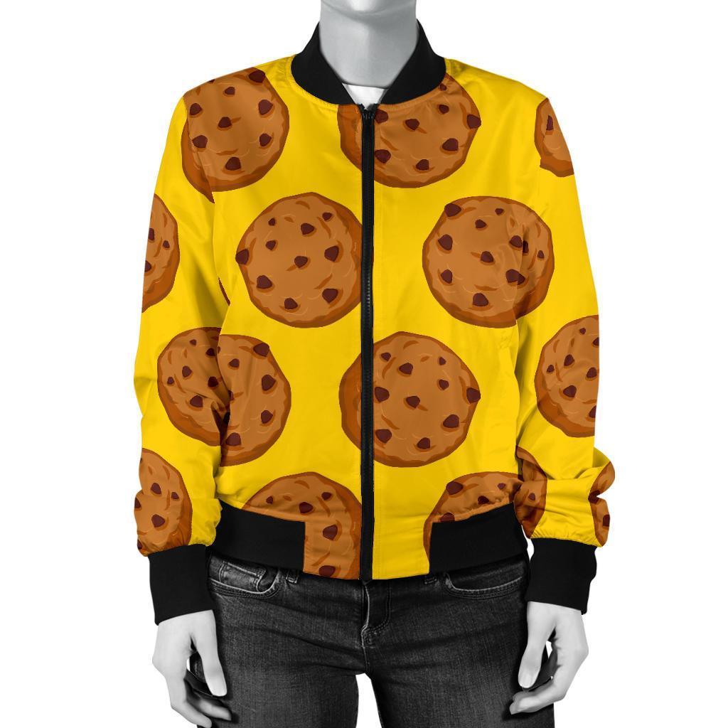 Cookie Print Pattern Women Casual Bomber Jacket-grizzshop