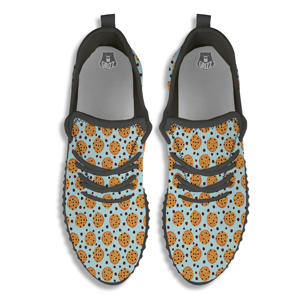 Cookie Sweet Print Pattern Black Walking Shoes-grizzshop