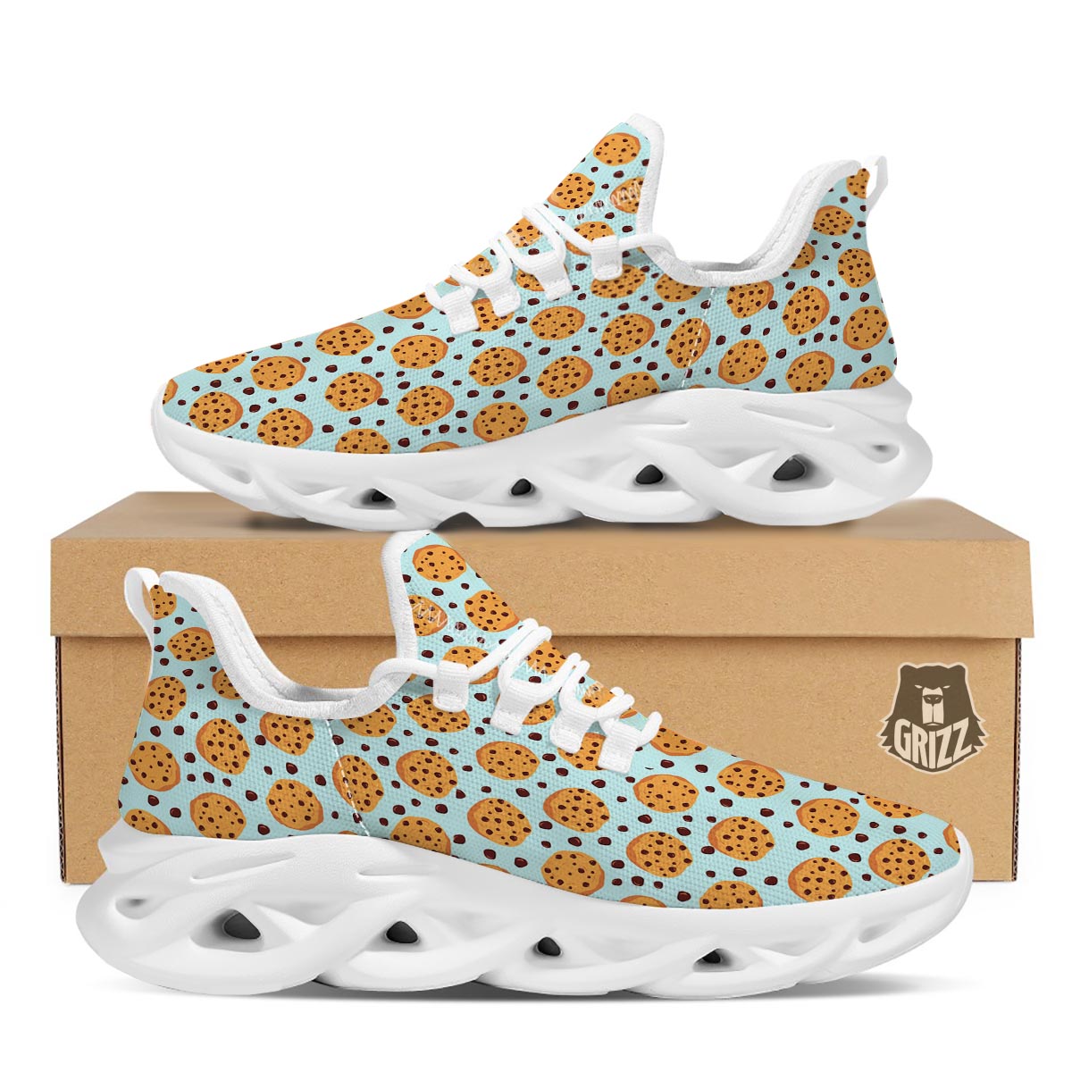 Cookie Sweet Print Pattern White Running Shoes-grizzshop