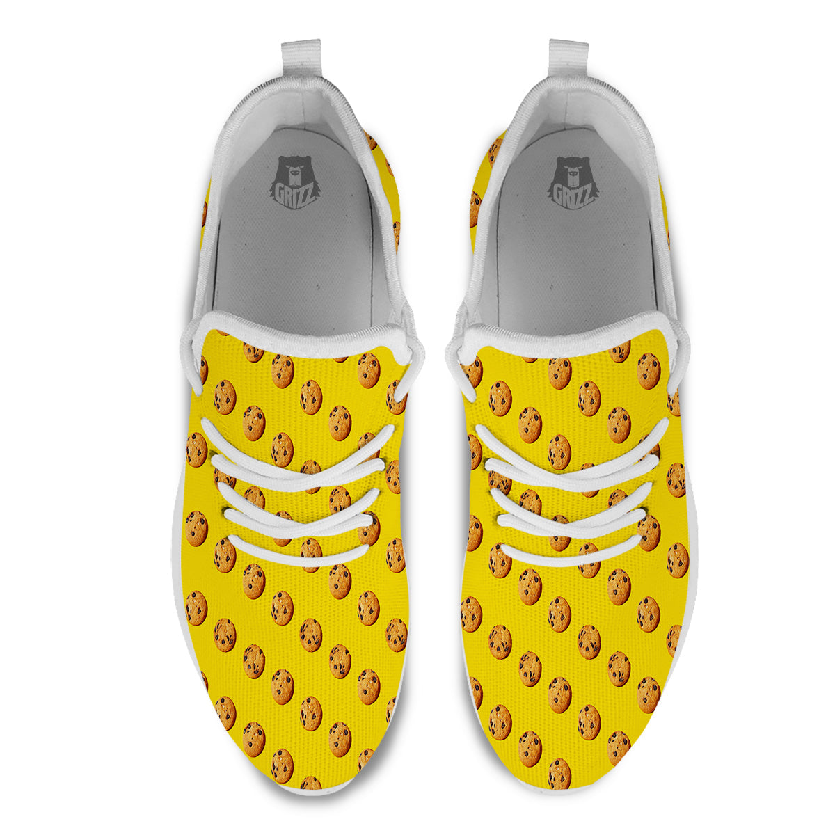Cookie Yellow Print Pattern White Athletic Shoes-grizzshop