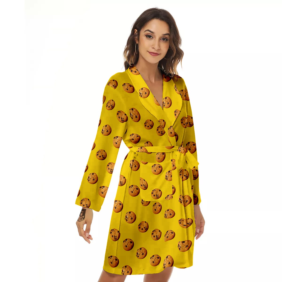 Cookie Yellow Print Pattern Women's Robe-grizzshop