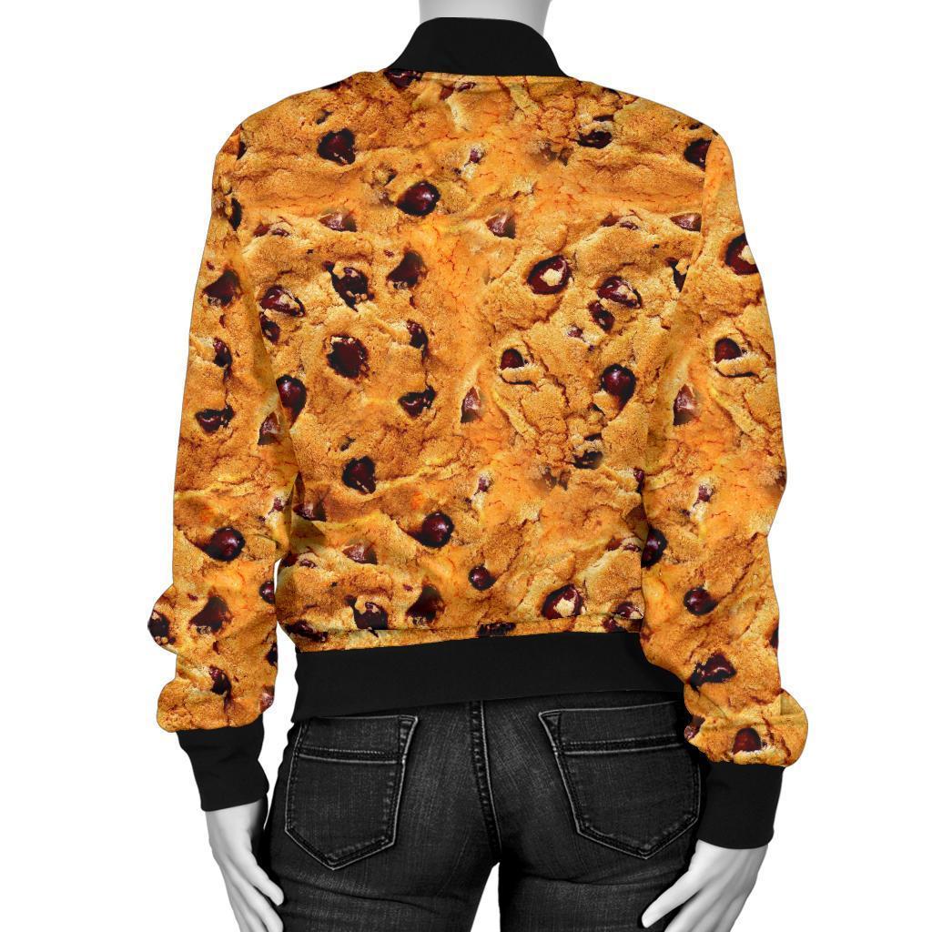 Cookie Biscuit Pattern Print Women Casual Bomber Jacket-grizzshop