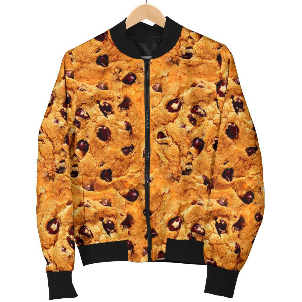 Cookie Biscuit Pattern Print Women Casual Bomber Jacket-grizzshop