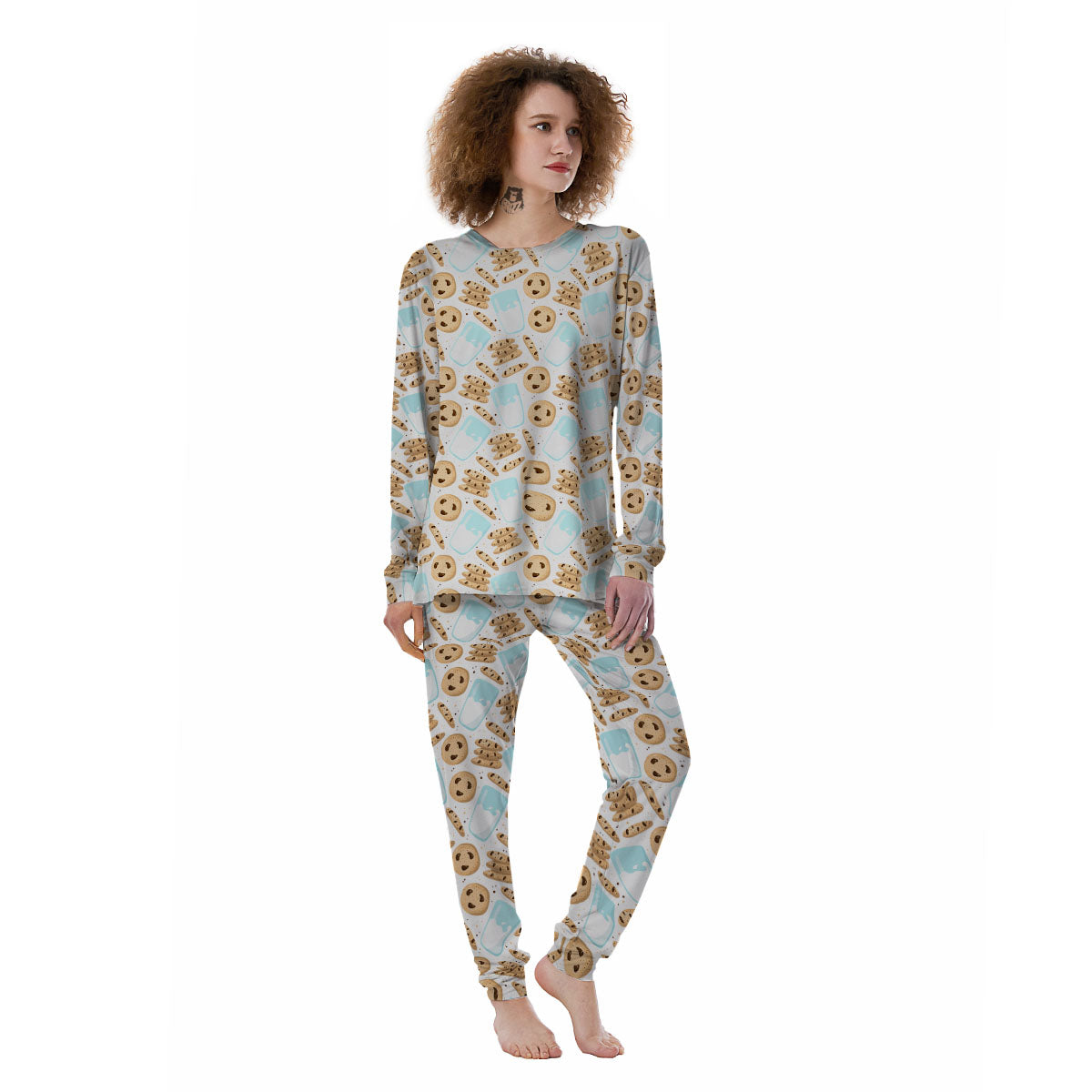 Cookies And Milk Print Pattern Women's Pajamas-grizzshop