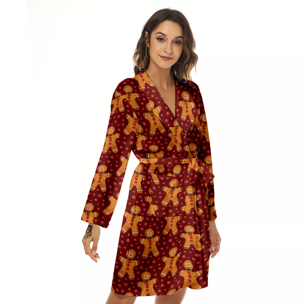 Cookies Christmas Print Pattern Women's Robe-grizzshop