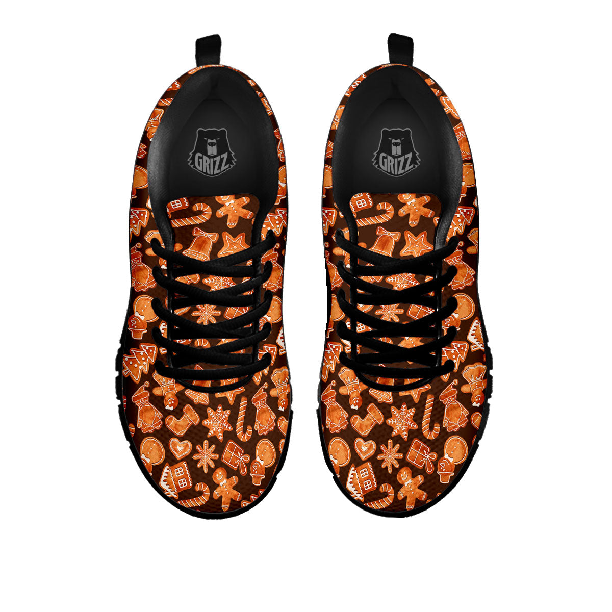 Cookies Gingerbread Print Pattern Black Sneaker-grizzshop