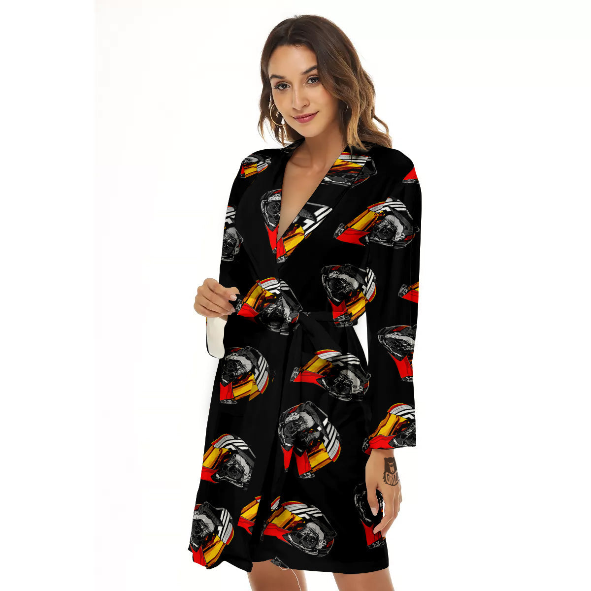 Cool Biker Helmet Print Pattern Women's Robe-grizzshop