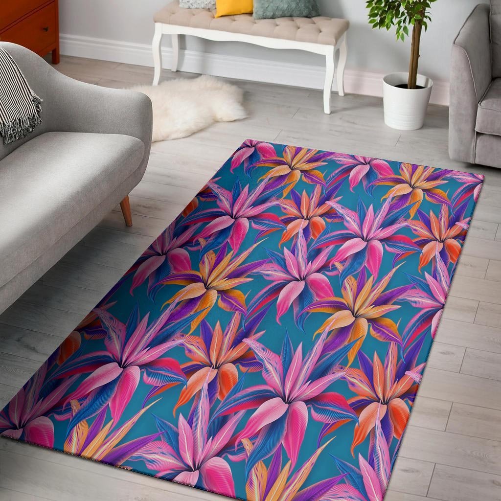 Cordyline Tropical Floral Print Floor Mat-grizzshop