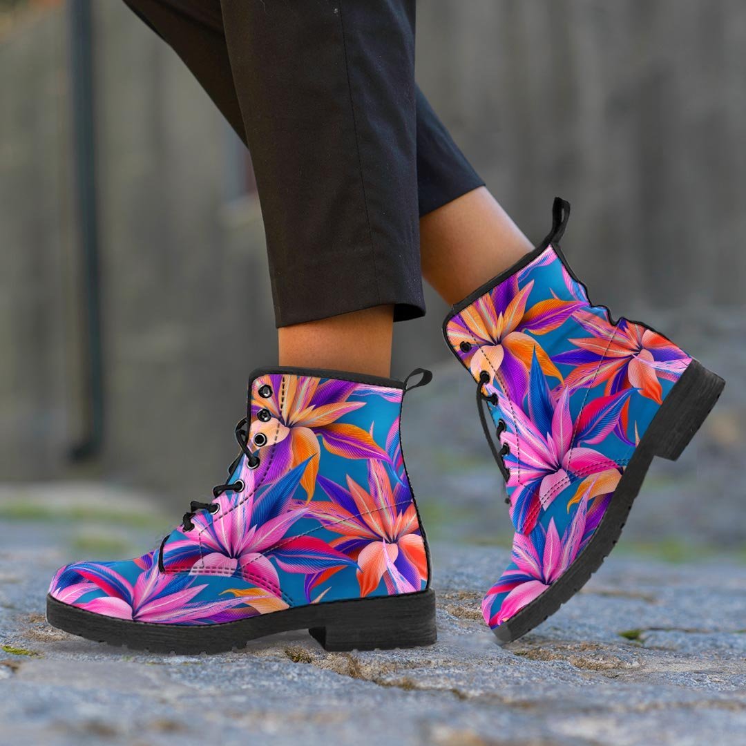 Cordyline Tropical Floral Print Men's Boots-grizzshop