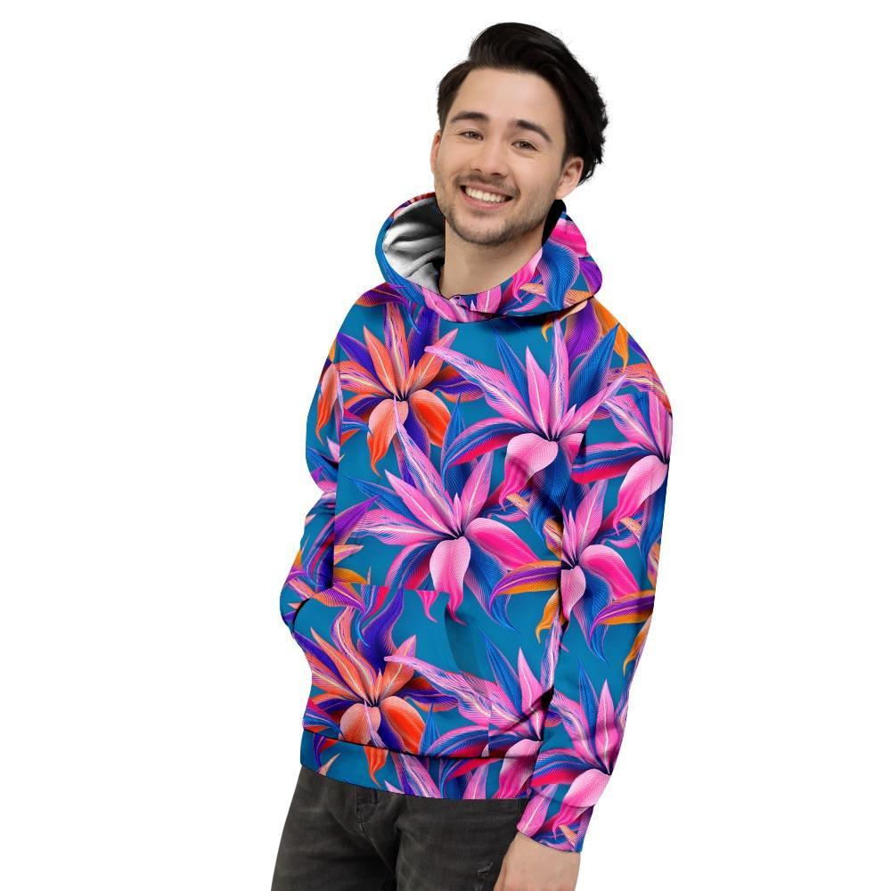 Cordyline Tropical Floral Print Men's Hoodie-grizzshop