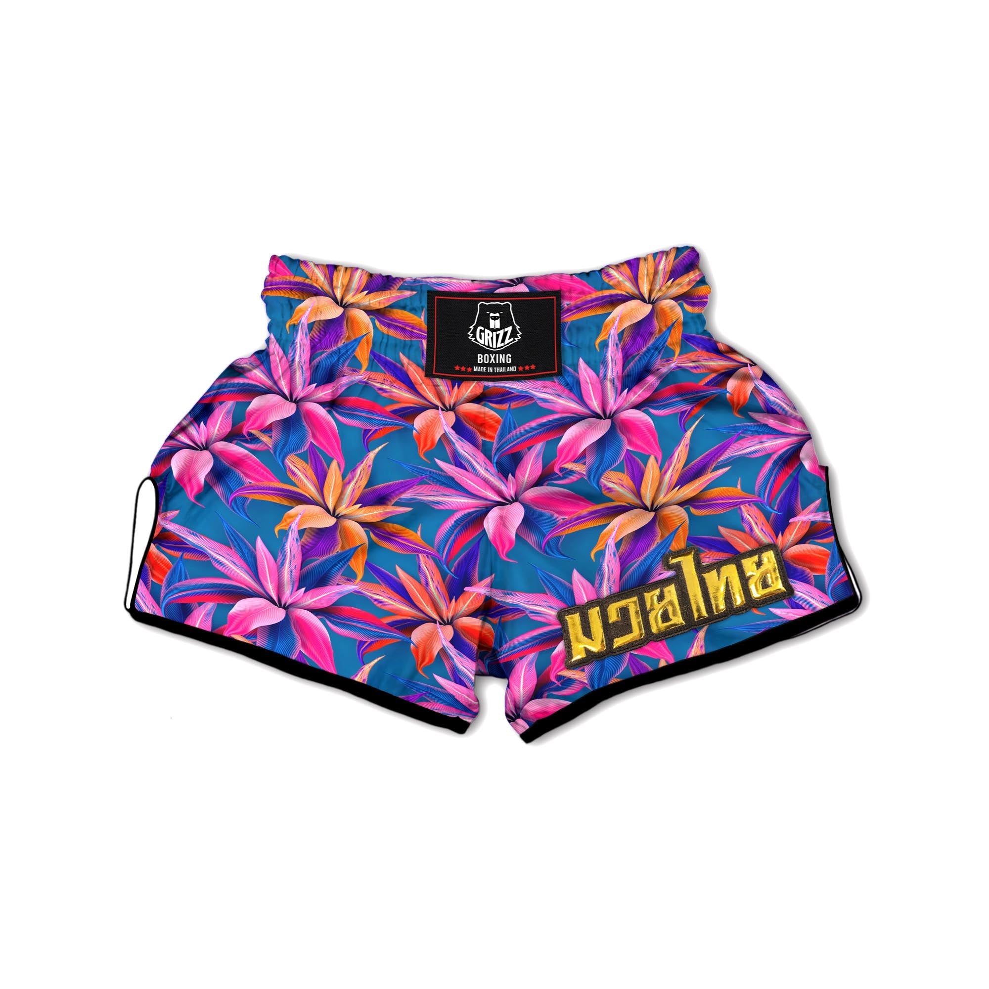 Palm Leaf Night Tropical Print Pattern Muay Thai Boxing Shorts main image 1