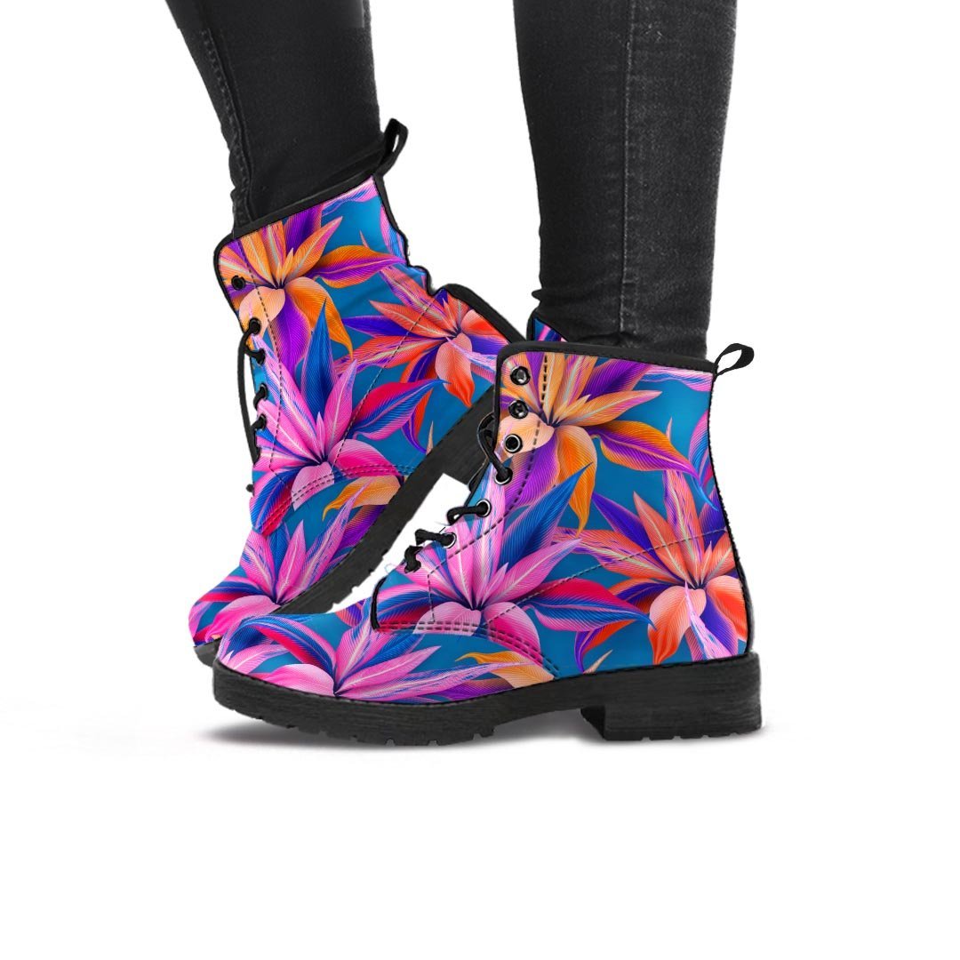 Cordyline Tropical Floral Print Women's Boots-grizzshop