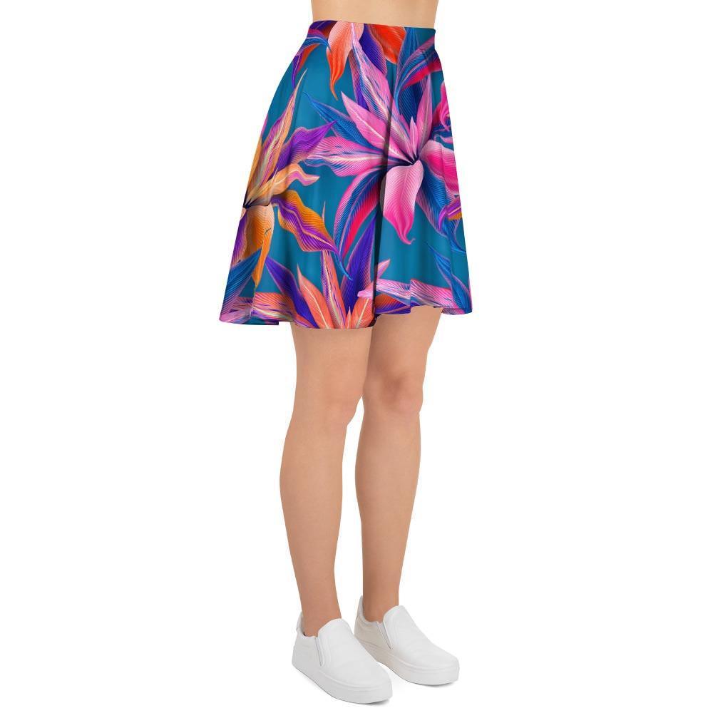 Cordyline Tropical Floral Print Women's Skirt-grizzshop