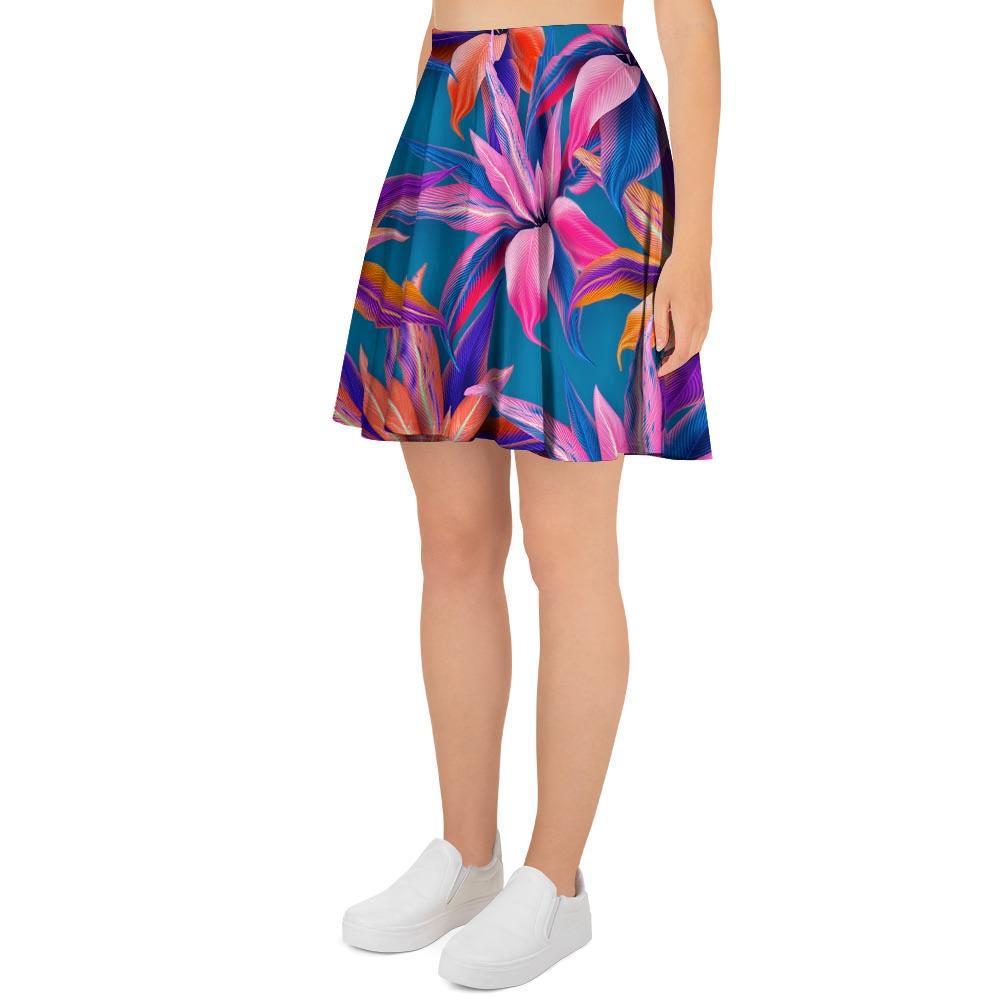 Cordyline Tropical Floral Print Women's Skirt-grizzshop