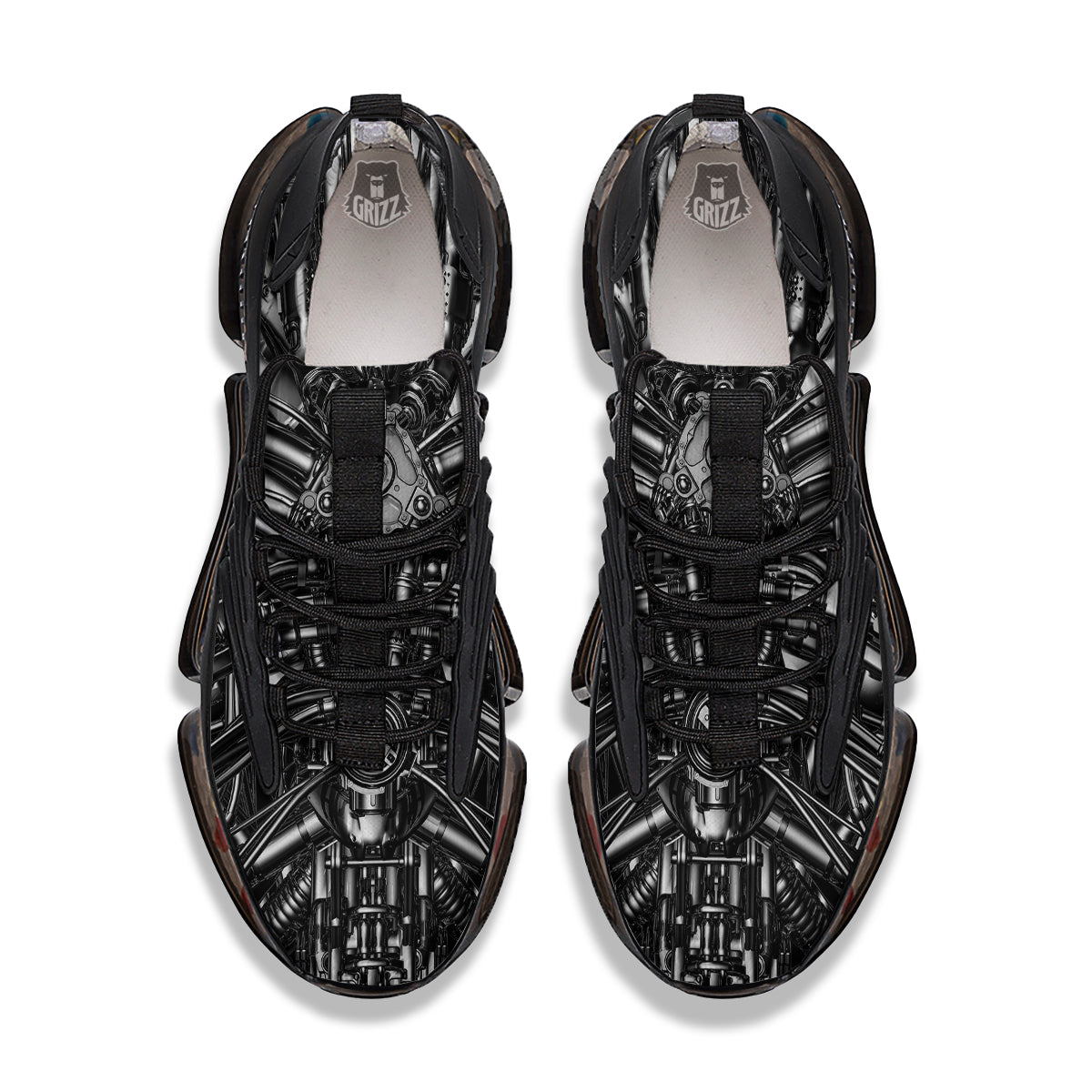 Core Of The Machine Print Black Gym Shoes-grizzshop