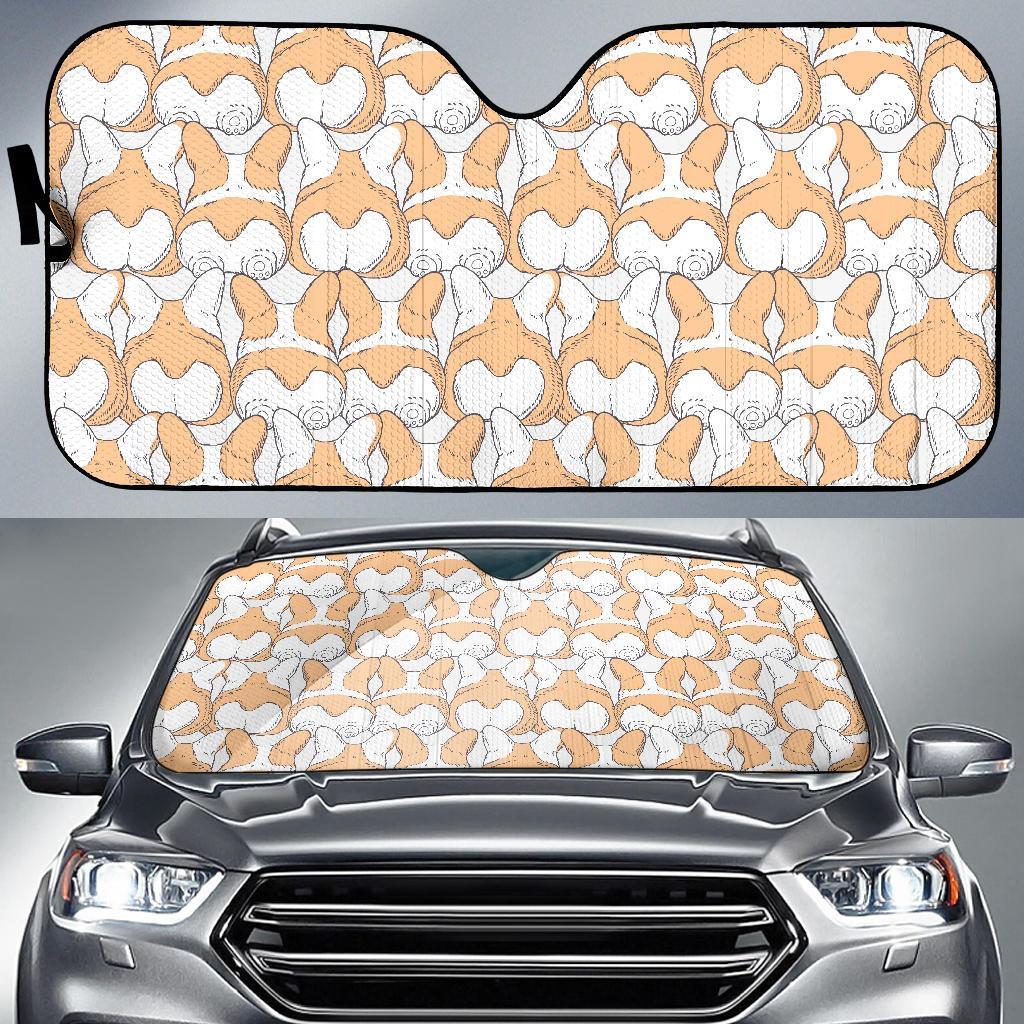 Corgi Butt Pattern Print Car Sun Shade-grizzshop