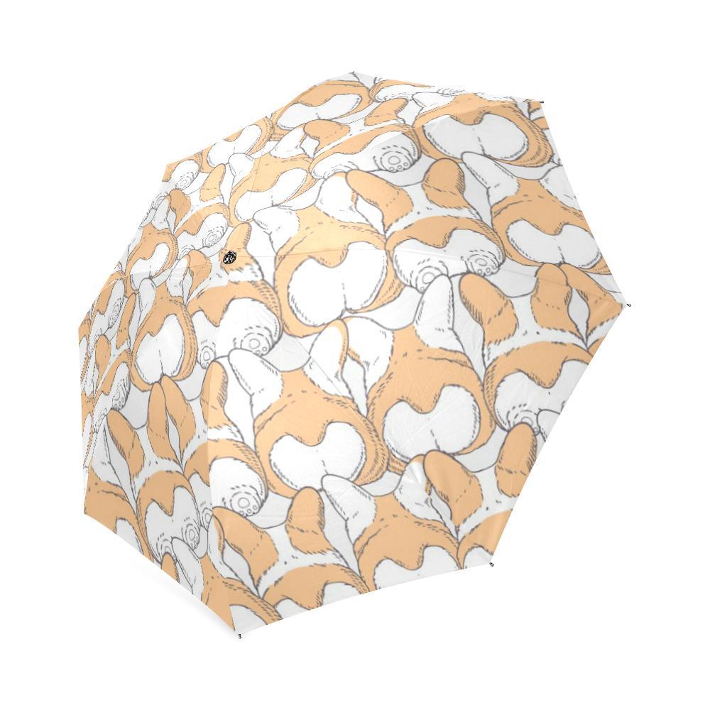 Corgi Butt Pattern Print Foldable Umbrella-grizzshop