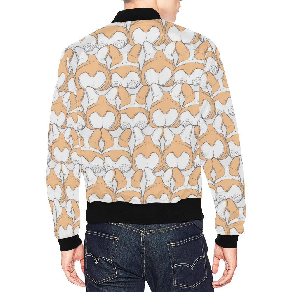 Corgi Butt Pattern Print Men's Bomber Jacket-grizzshop