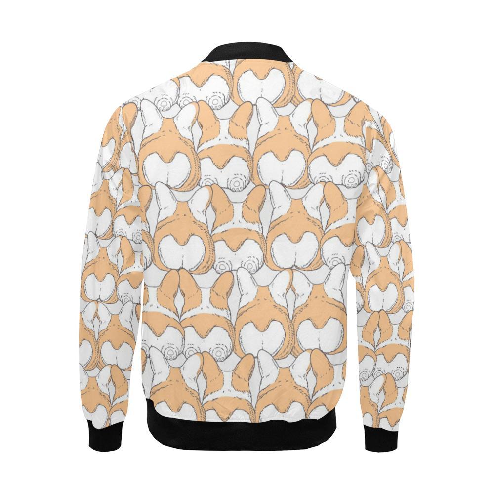 Corgi Butt Pattern Print Men's Bomber Jacket-grizzshop