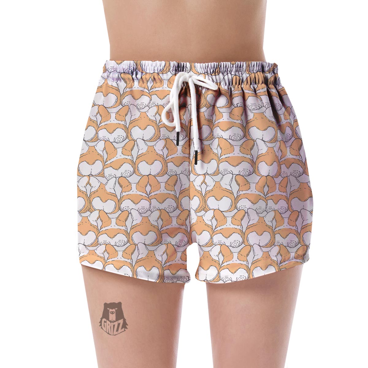 Corgi Butt Pattern Print Women's Shorts-grizzshop