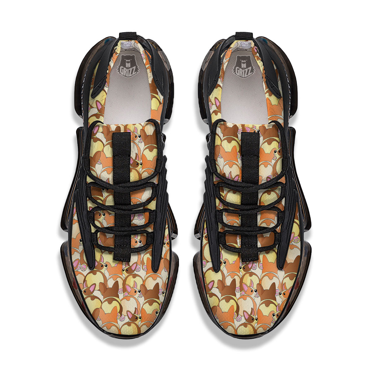 Corgi Butt Print Pattern Black Gym Shoes-grizzshop