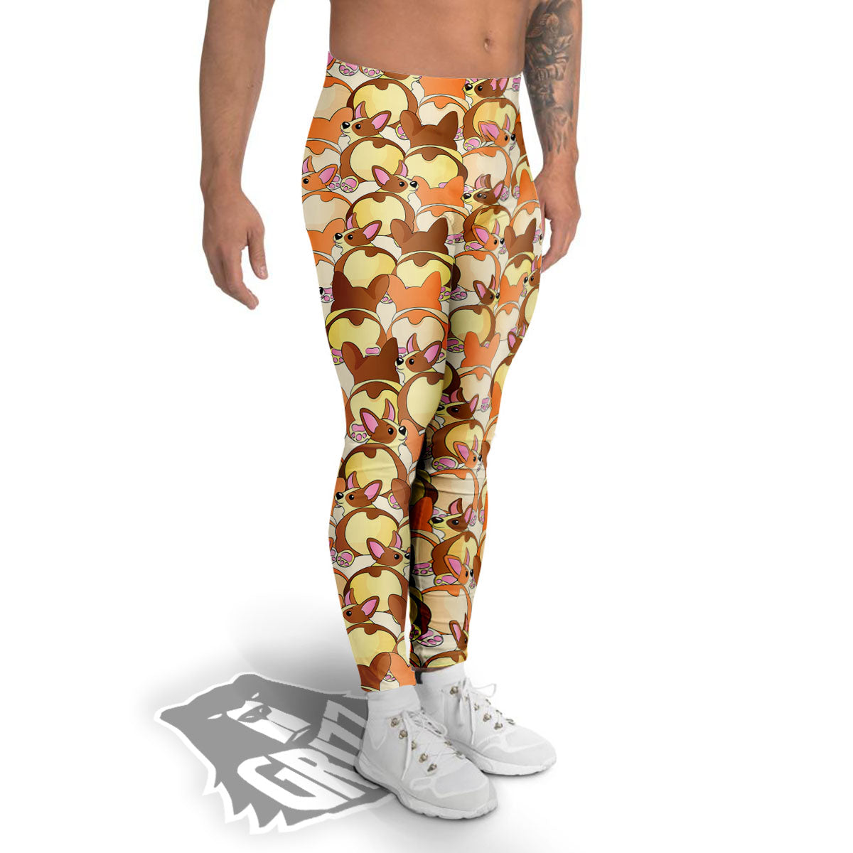 Corgi Butt Print Pattern Men's Leggings-grizzshop
