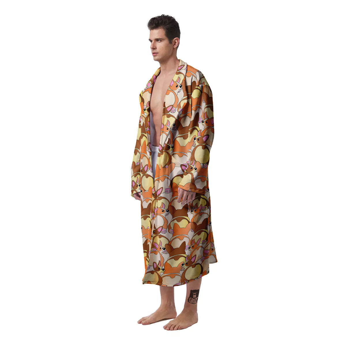 Corgi Butt Print Pattern Men's Robe-grizzshop