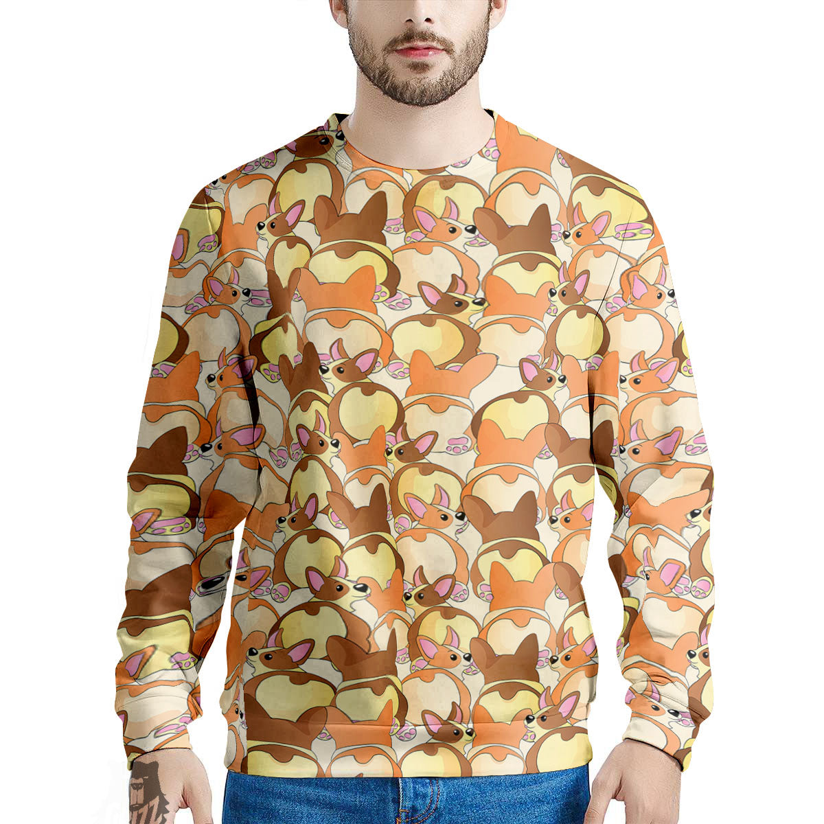 Corgi Butt Print Pattern Men's Sweatshirt-grizzshop
