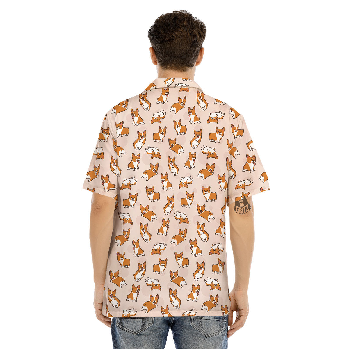 Corgi Cartoon Print Pattern Men's Hawaiian Shirt-grizzshop