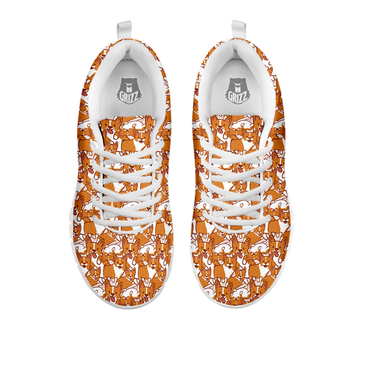Corgi Cute Print Pattern White Sneaker-grizzshop
