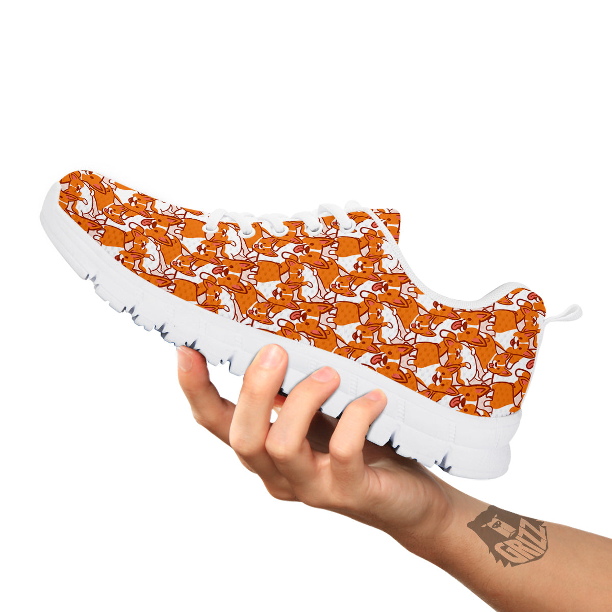 Corgi Cute Print Pattern White Sneaker-grizzshop