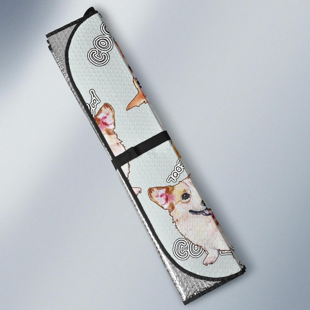 Corgi Gray Pastel Pattern Print Car Sun Shade-grizzshop