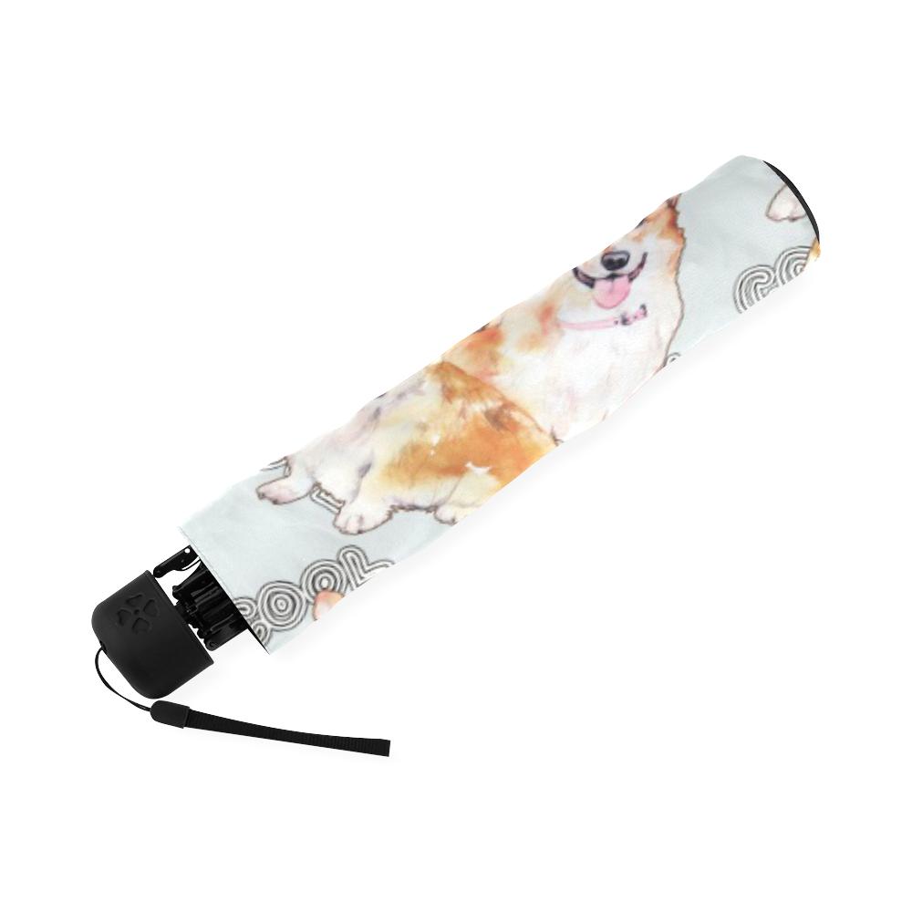 Corgi Gray Pastel Pattern Print Foldable Umbrella-grizzshop