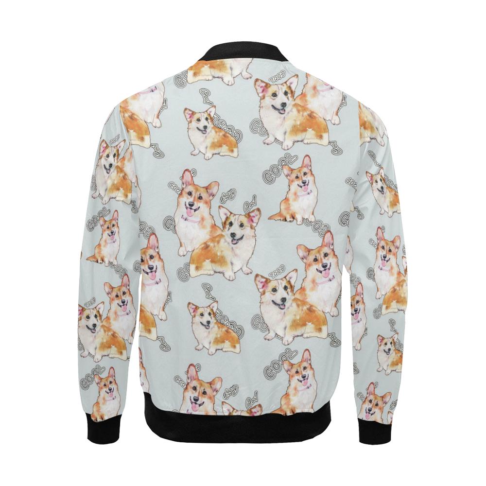 Corgi Gray Pastel Pattern Print Men's Bomber Jacket-grizzshop