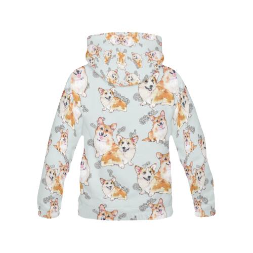 Corgi Gray Pastel Pattern Print Women Pullover Hoodie-grizzshop