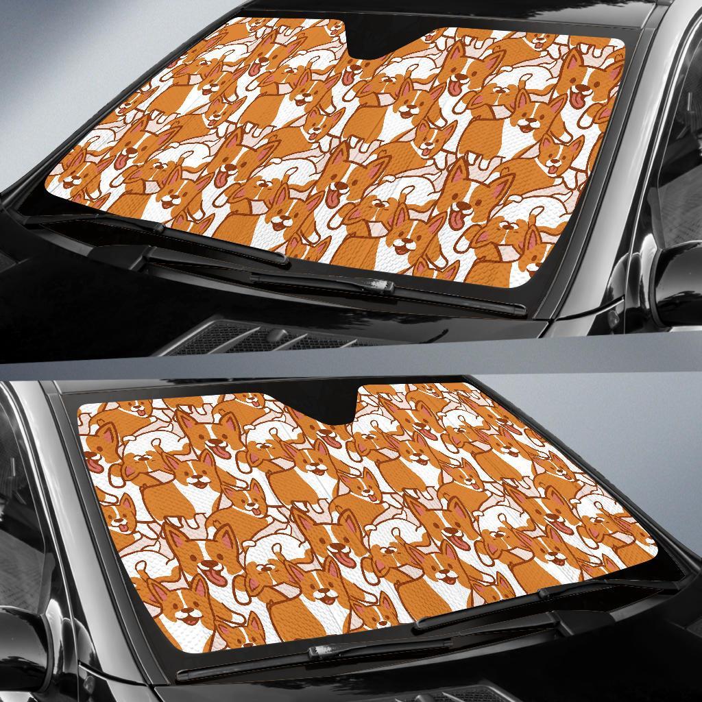 Corgi Multi Pattern Print Car Sun Shade-grizzshop