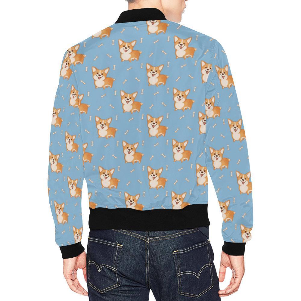 Corgi Pattern Print Men's Bomber Jacket-grizzshop