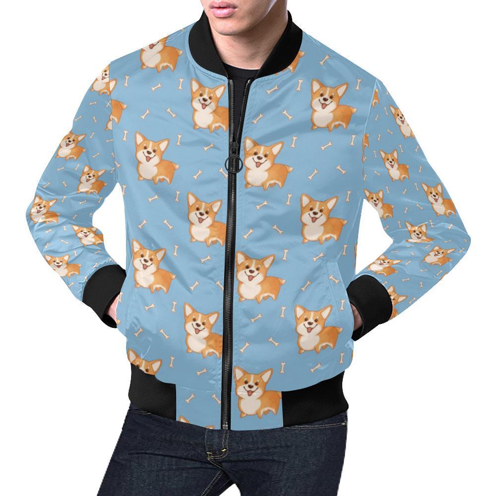 Corgi Pattern Print Men's Bomber Jacket-grizzshop