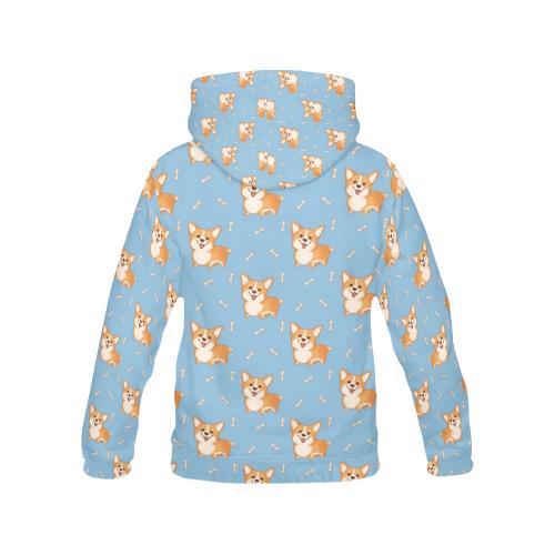 Corgi Pattern Print Women Pullover Hoodie-grizzshop